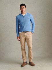 U.S. Polo Assn Sky Blue Long Sleeve Zip Knit Polo Shirt - Image 3 of 8