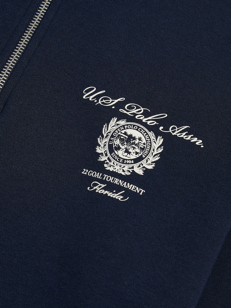 U.S. Polo Assn. Blue Collegiate Goal Tournament Quarter Zip Sweatshirt - Image 2 of 3 U.S. Polo Assn. Blue Collegiate Goal Tournament Quarter Zip Sweatshirt - Image 2 of 3