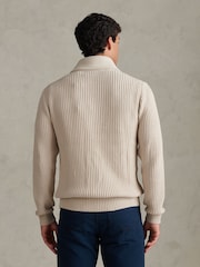U.S. Polo Assn. Cream Shawl Collar Knit Cardigan - Image 4 of 7