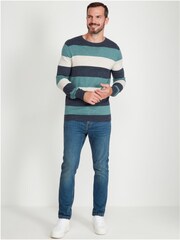 M&Co Blue Block Stripe Crew Neck Knit Jumper - Image 2 of 5