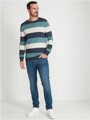 M&Co Blue Block Stripe Crew Neck Knit Jumper - Image 3 of 5