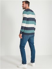 M&Co Blue Block Stripe Crew Neck Knit Jumper - Image 4 of 5