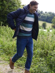 M&Co Blue Block Stripe Crew Neck Knit Jumper - Image 5 of 5