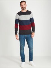 M&Co Grey Colourblock Stripe Crew Neck Knit Jumper - Image 2 of 5