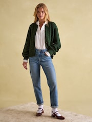 Joules Rafferty Green Cable Knit Cardigan - Image 3 of 7