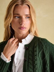 Joules Rafferty Green Cable Knit Cardigan - Image 5 of 7
