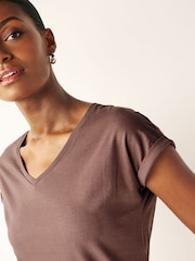 Neutral V-Neck 100% Cotton Rich Cap Sleeve T-Shirt - Image 4 of 6