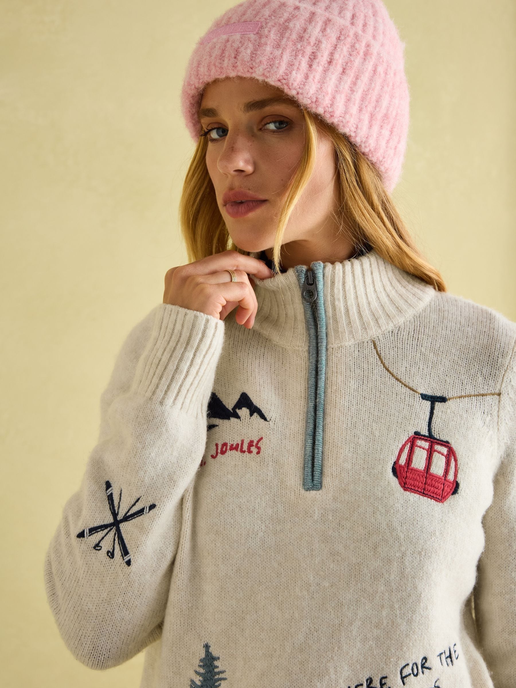 Buy Joules Summit Cream Quarter Zip Ski Jumper from Next Luxembourg