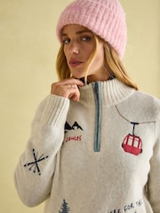 Joules Summit Cream Quarter Zip Ski Jumper - Image 4 of 7