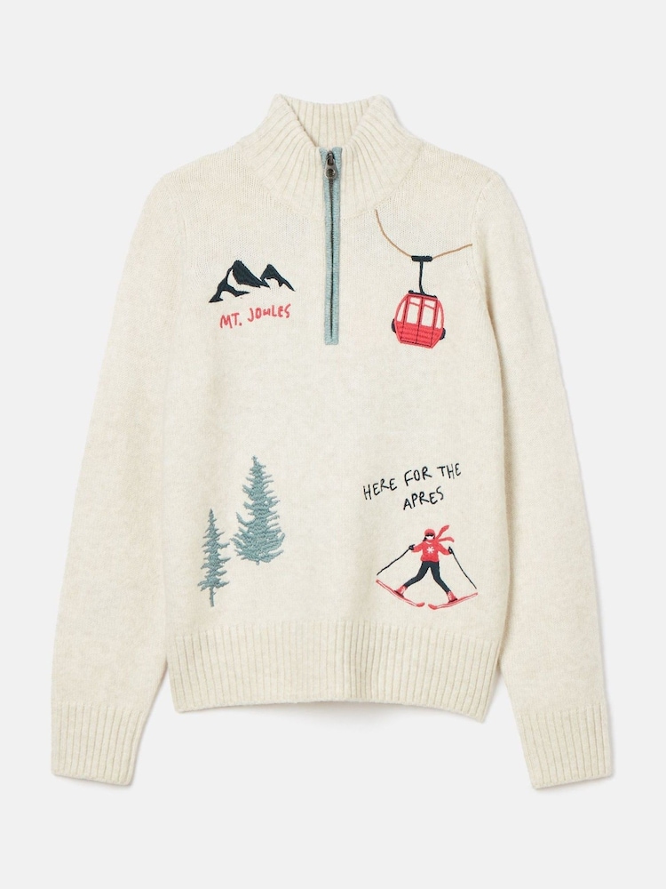 Joules Summit Cream Quarter Zip Ski Jumper - Image 7 of 7