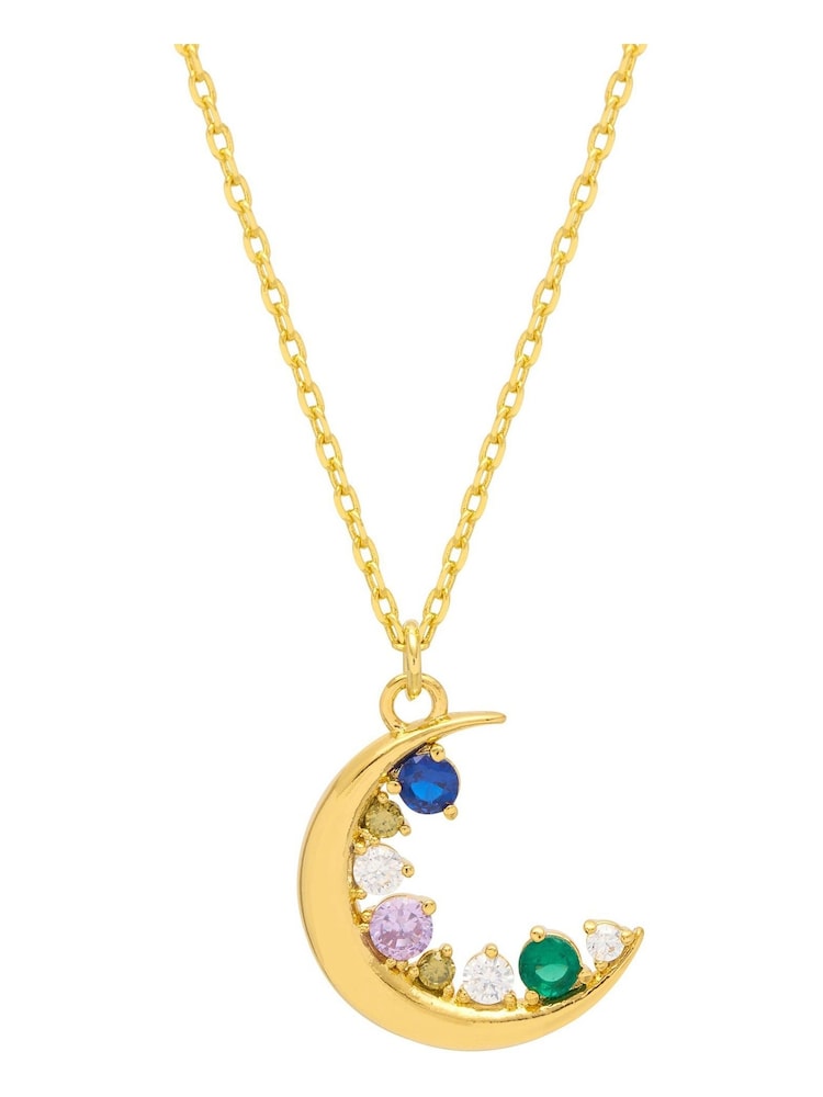 Estella Bartlett Gold Tone Multicolour Cubic Zirconia Moon Necklace - Image 1 of 4