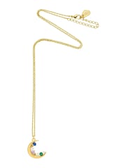 Estella Bartlett Gold Tone Multicolour Cubic Zirconia Moon Necklace - Image 2 of 4