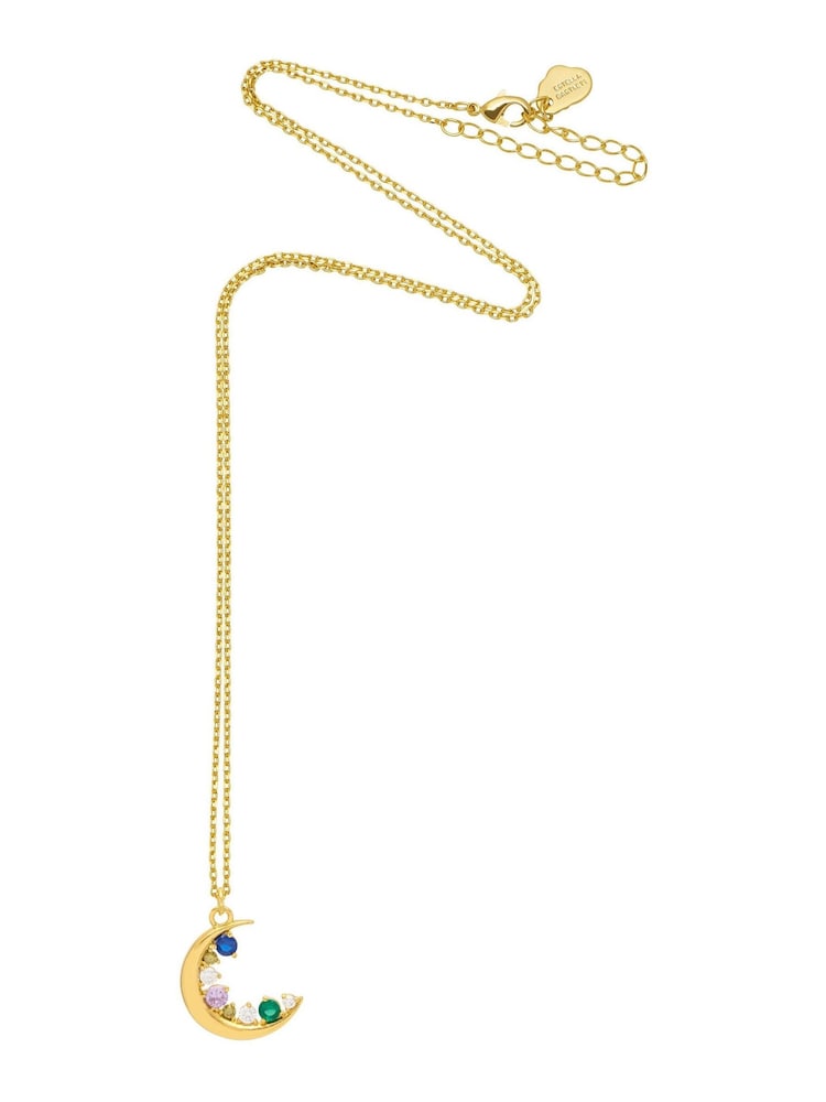 Estella Bartlett Gold Tone Multicolour Cubic Zirconia Moon Necklace - Image 2 of 4