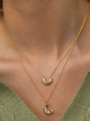 Estella Bartlett Gold Tone Multicolour Cubic Zirconia Moon Necklace - Image 4 of 4