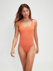 Speedo Orange Womens Textured Deep U-Back 1 Piece Swimsuit - Image 1 of 11