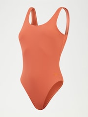 Speedo Orange Womens Textured Deep U-Back 1 Piece Swimsuit - Image 7 of 11