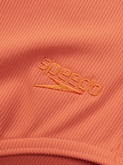 Speedo Orange Womens Textured Deep U-Back 1 Piece Swimsuit - Image 9 of 11