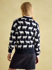 Joules What The Flock Navy/White Intarsia Sheep Jumper - Image 2 of 6