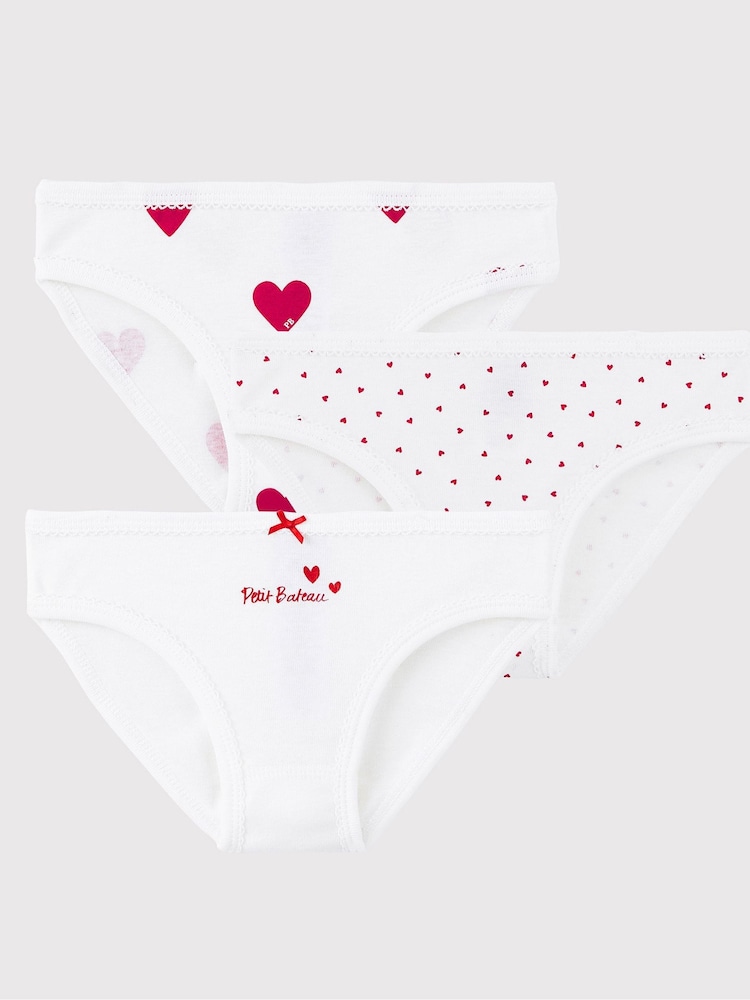 Petit Bateau Unterwäsche-Set aus 100 % Baumwolle mit Herzen, Weiß, 3er-Pack - Bild 1 von 3