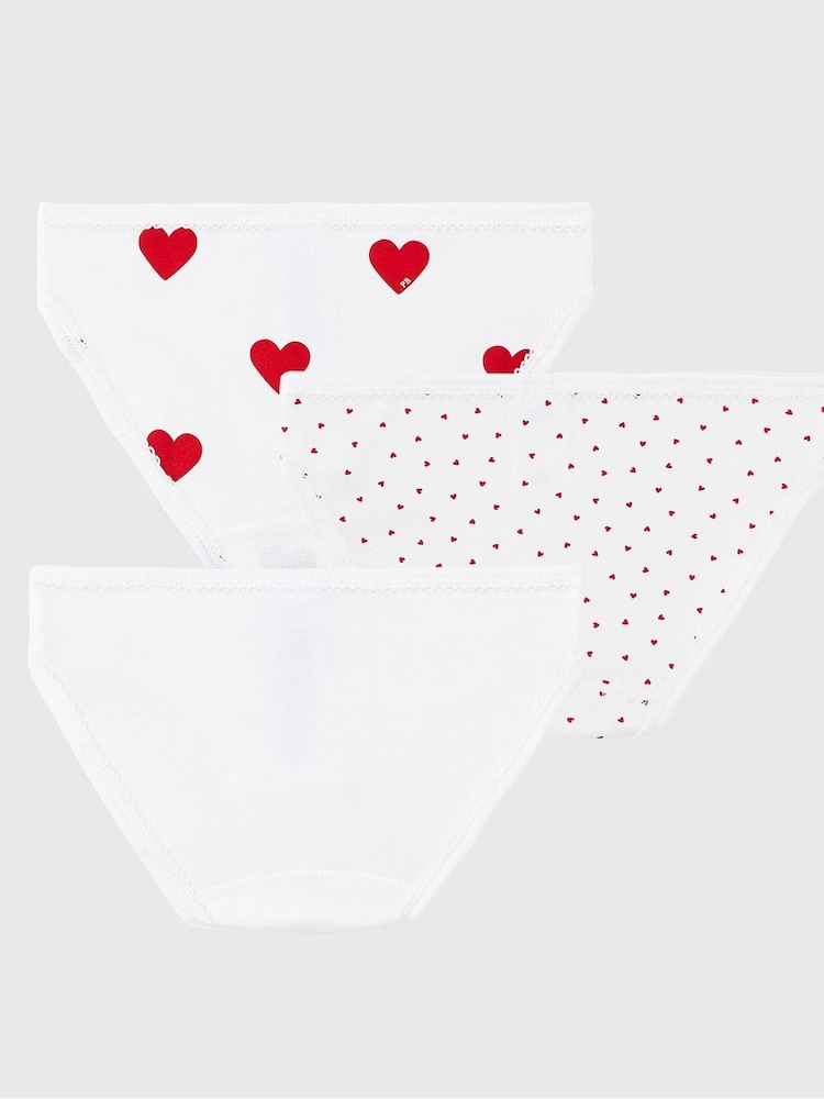 Petit Bateau Unterwäsche-Set aus 100 % Baumwolle mit Herzen, Weiß, 3er-Pack - Bild 2 von 3