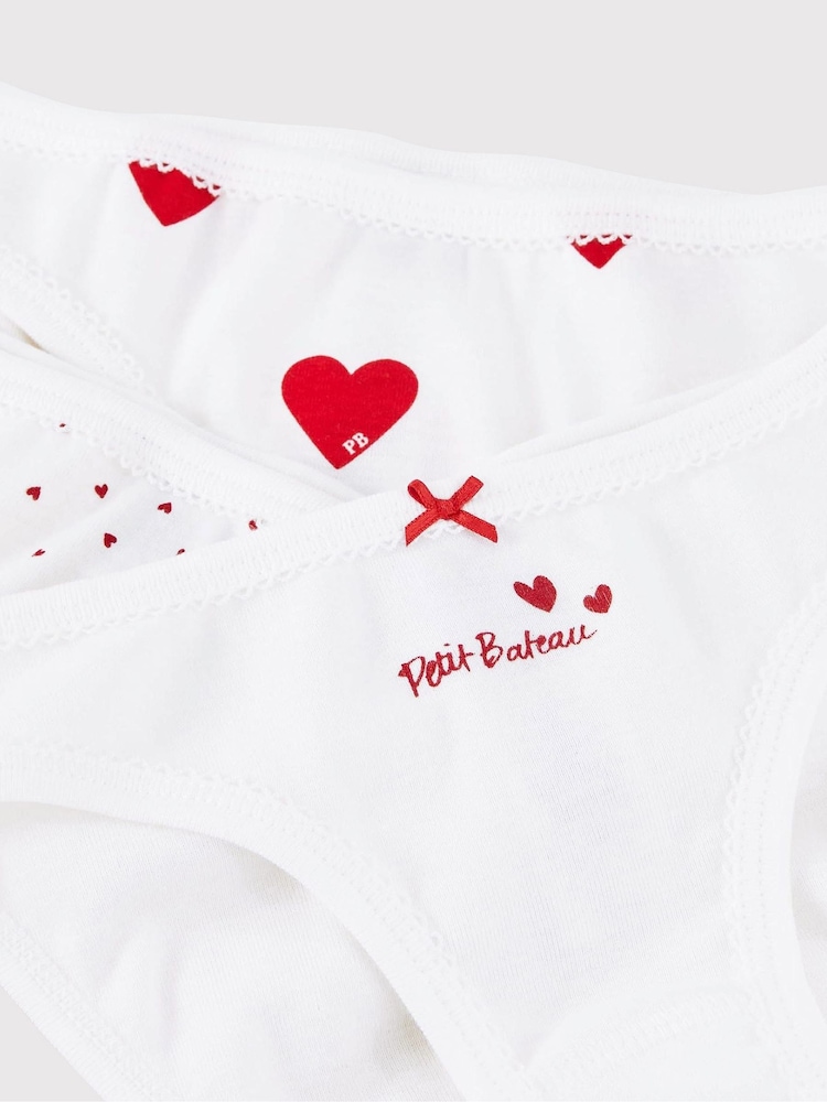 Petit Bateau Unterwäsche-Set aus 100 % Baumwolle mit Herzen, Weiß, 3er-Pack - Bild 3 von 3