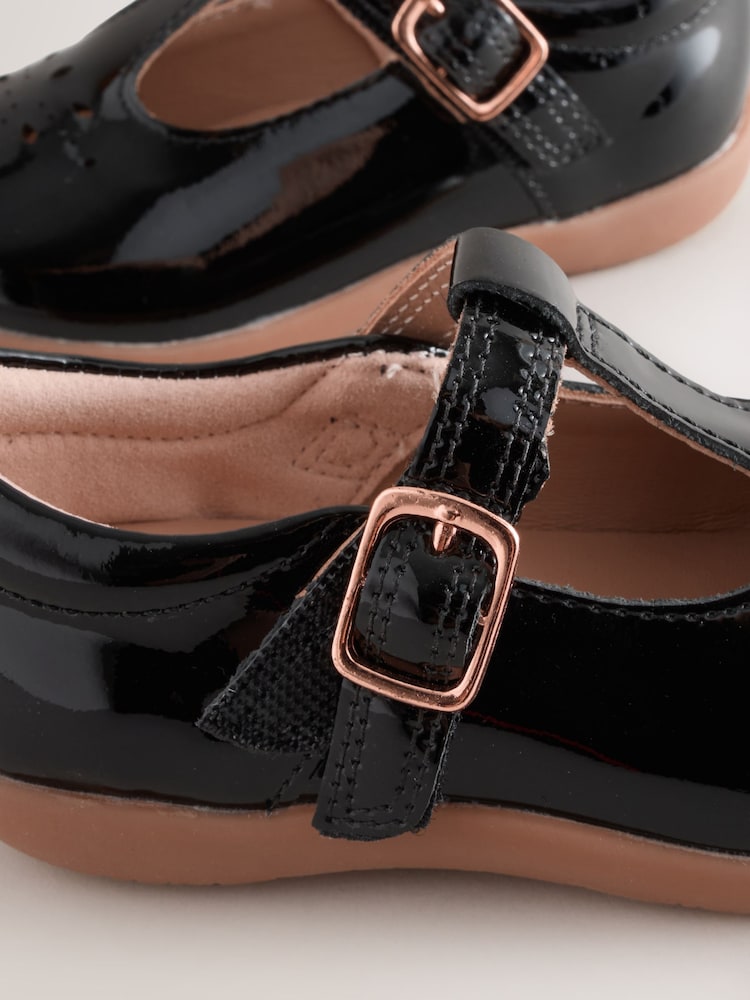 Black Patent Leather Standard Fit (F) First Walker T-Bar Touch Fastening Shoes - Image 5 of 5