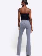 River Island Grey High Rise Tummy Hold Flared Jeans - Image 2 of 4