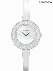 Sekonda Ladies Silver Tone Radiance Brass Semi Bangle Bracelet Watch - Image 1 of 6