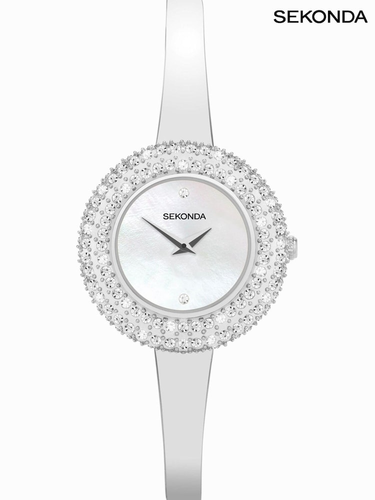 Sekonda Ladies Silver Tone Radiance Brass Semi Bangle Bracelet Watch - Image 1 of 6