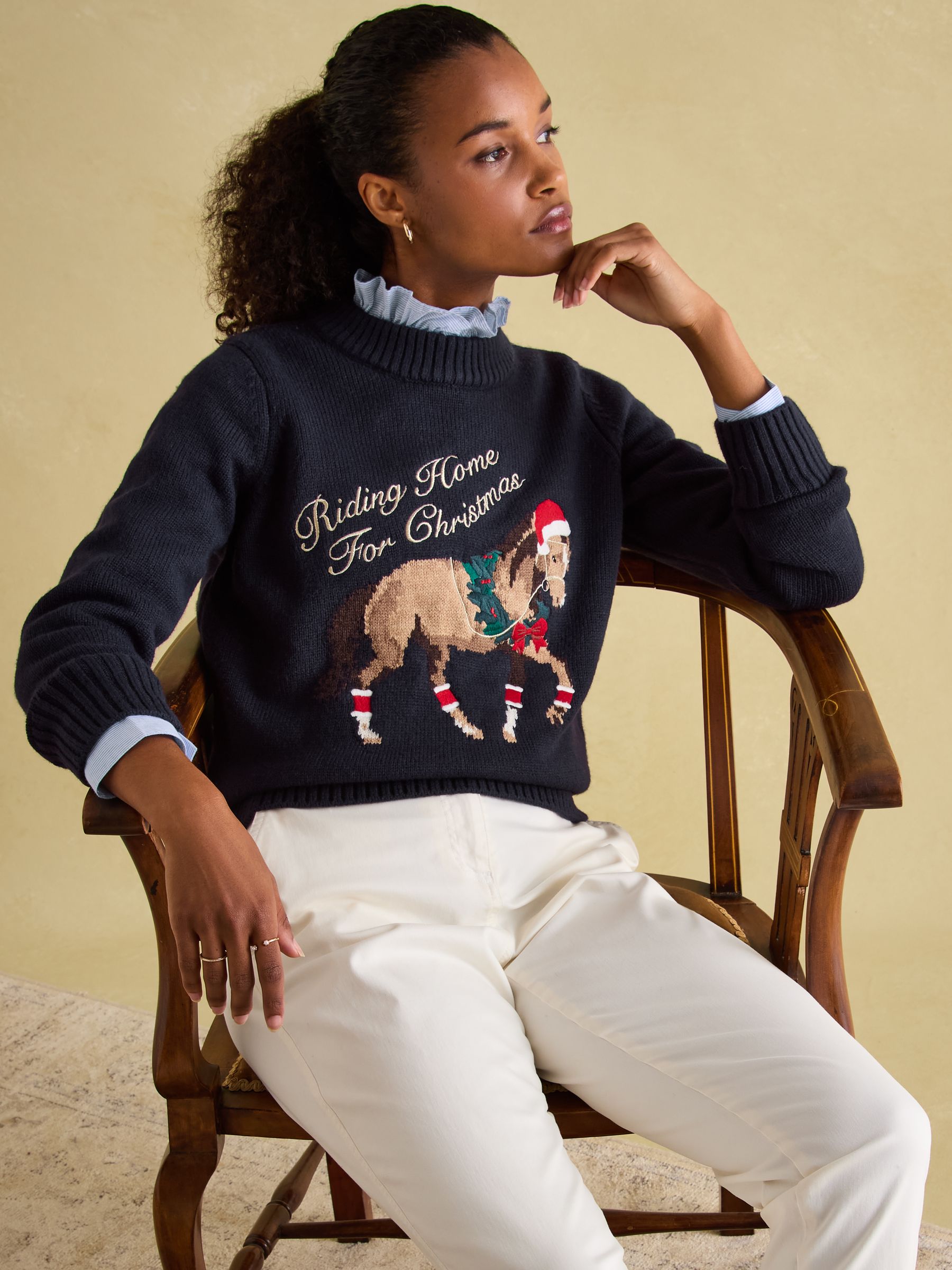 Buy Joules Noelle Navy Intarsia Christmas Jumper from Next Luxembourg