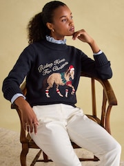 Joules Noelle Navy Intarsia Christmas Jumper - Image 3 of 7
