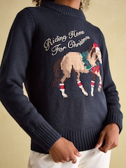 Joules Noelle Navy Intarsia Christmas Jumper - Image 4 of 7