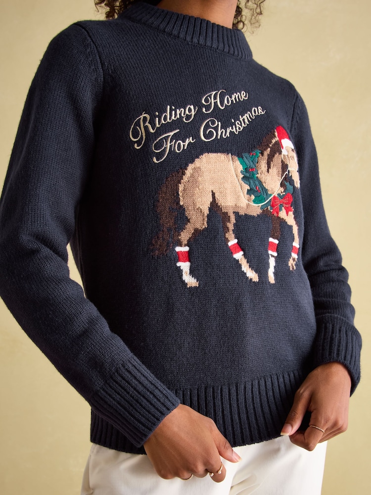 Buy Joules Noelle Navy Intarsia Christmas Jumper from the Next UK