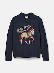 Joules Noelle Navy Intarsia Christmas Jumper - Image 7 of 7