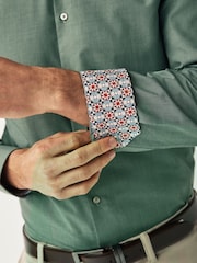 Dark Green Regular Fit Textured Trimmed Single Cuff Shirt - Image 5 of 8