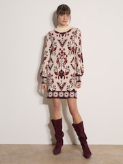 Apricot Natural Folk Floral Mini Jumper Dress - Image 1 of 4