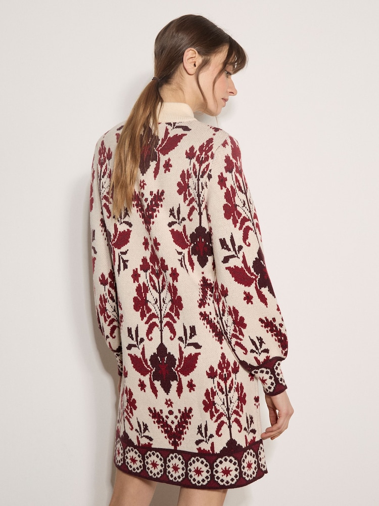 Apricot Natural Folk Floral Mini Jumper Dress - Image 2 of 4 Apricot Natural Folk Floral Mini Jumper Dress - Image 2 of 4