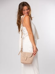 Pure Luxuries London Natural 'Aveline' Suede and Leather Cross Body Bag - Image 7 of 7