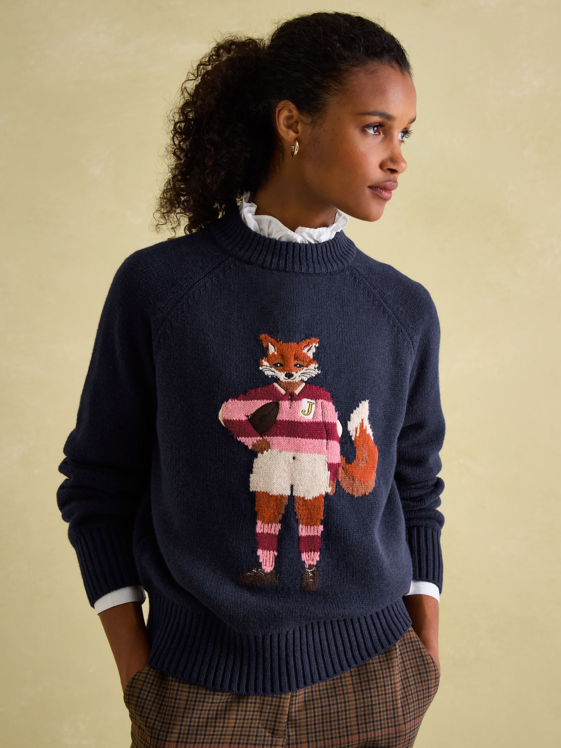 Buy Joules Jonty Navy Blue Intarsia Fox Knit Jumper from Next Luxembourg