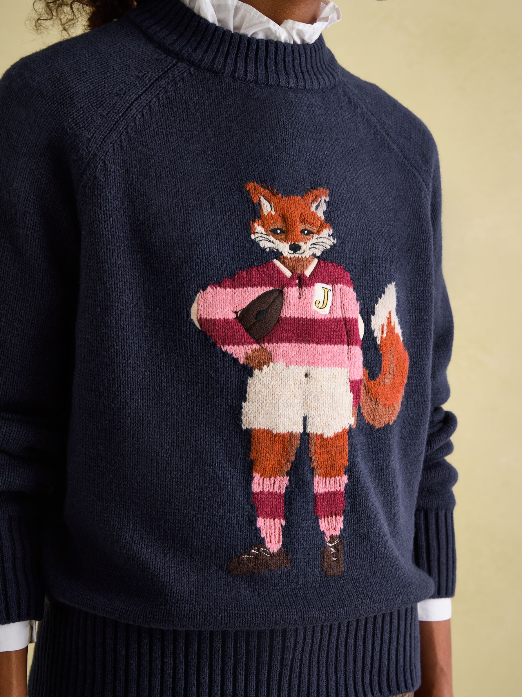 Buy Joules Jonty Navy Blue Intarsia Fox Knit Jumper from Next Luxembourg