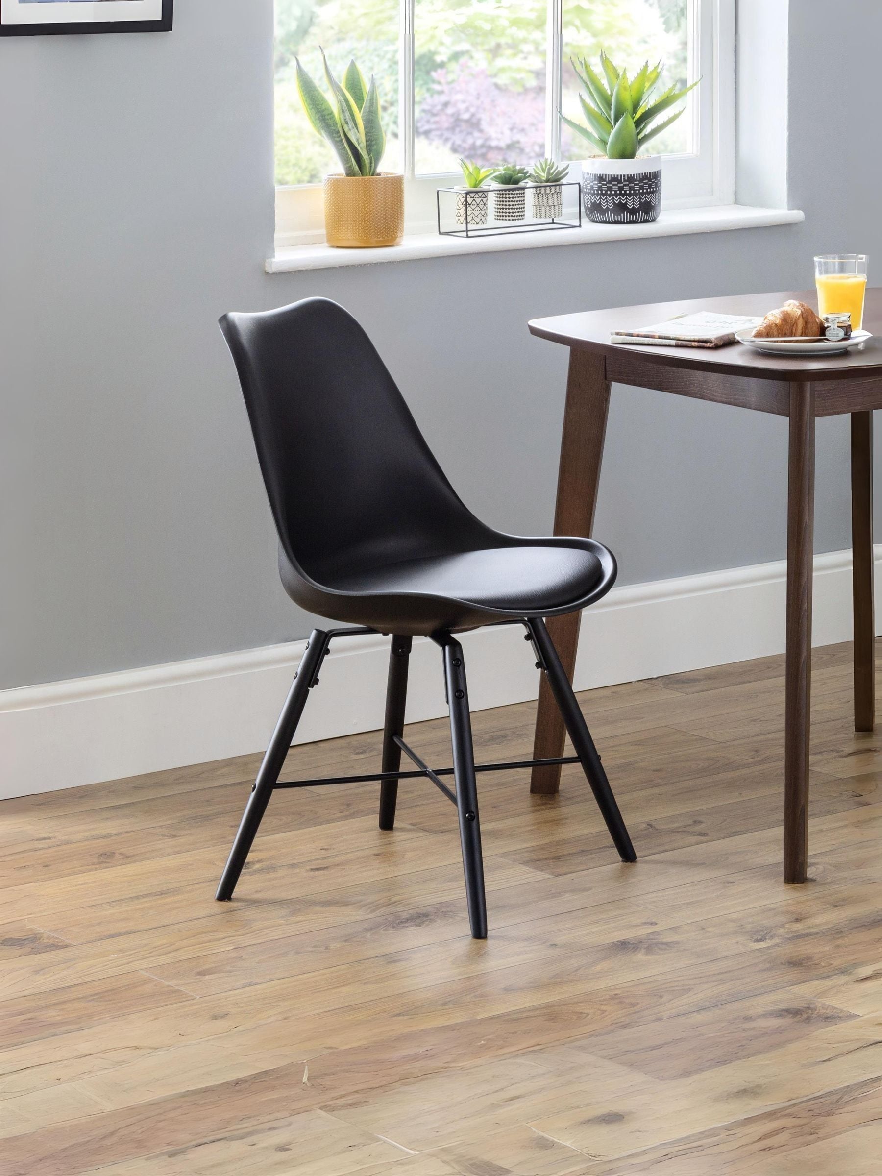 B&Q - Set Of 2 Kari Dining ChairsBlack Seat & Black Legs - Image 3