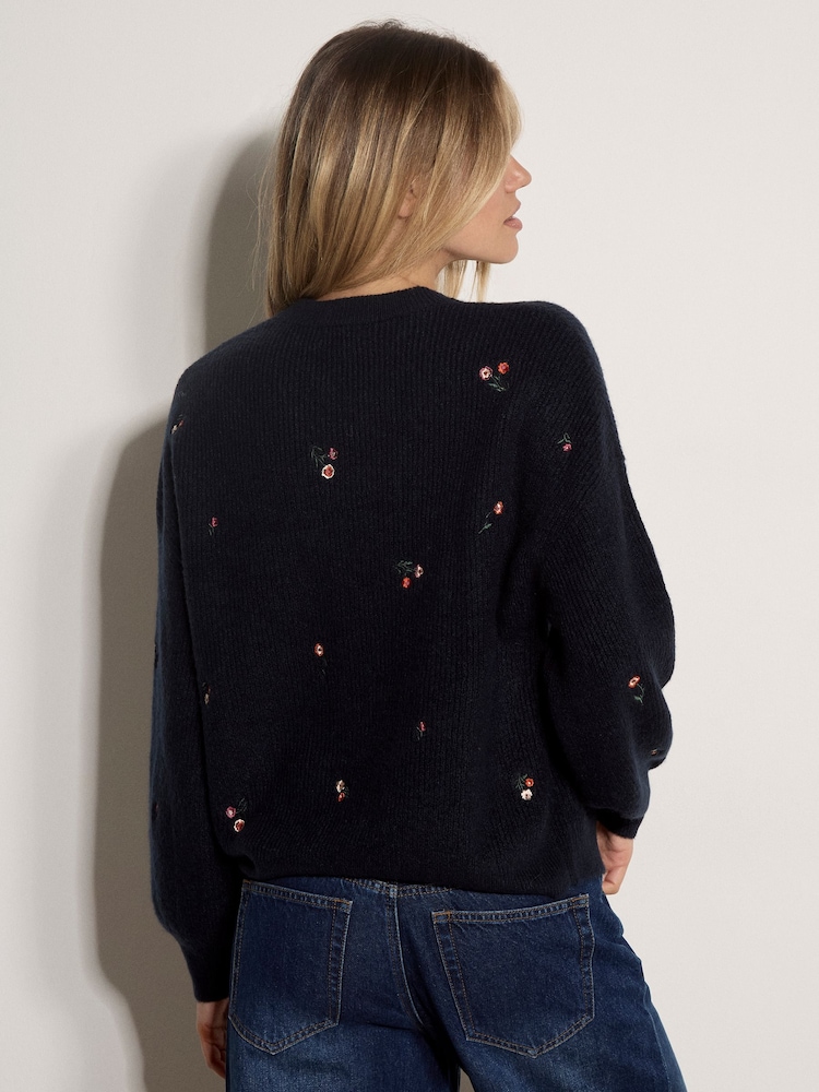 Apricot Blue Floral Embroidered Jumper - Image 2 of 4 Apricot Blue Floral Embroidered Jumper - Image 2 of 4