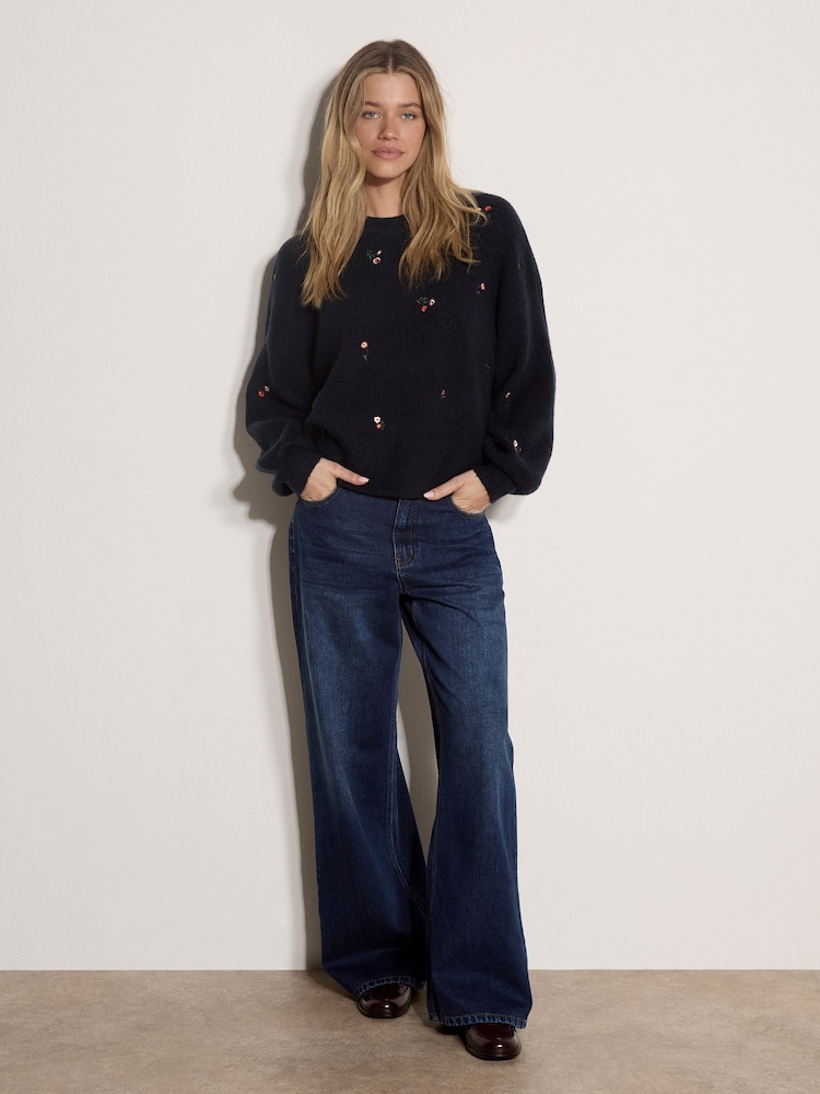 Apricot Blue Floral Embroidered Jumper - Image 4 of 4 Apricot Blue Floral Embroidered Jumper - Image 4 of 4