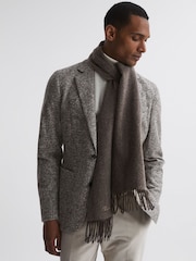 Reiss Taupe Picton Cashmere Blend Scarf - Image 2 of 5