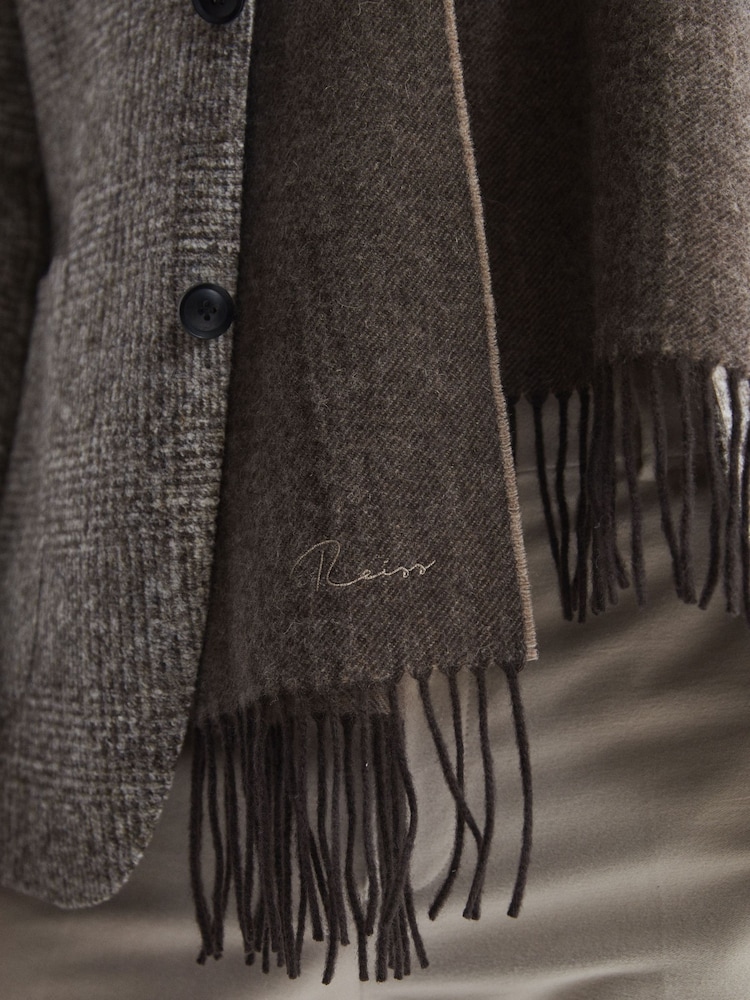 Reiss Taupe Picton Cashmere Blend Scarf - Image 5 of 5
