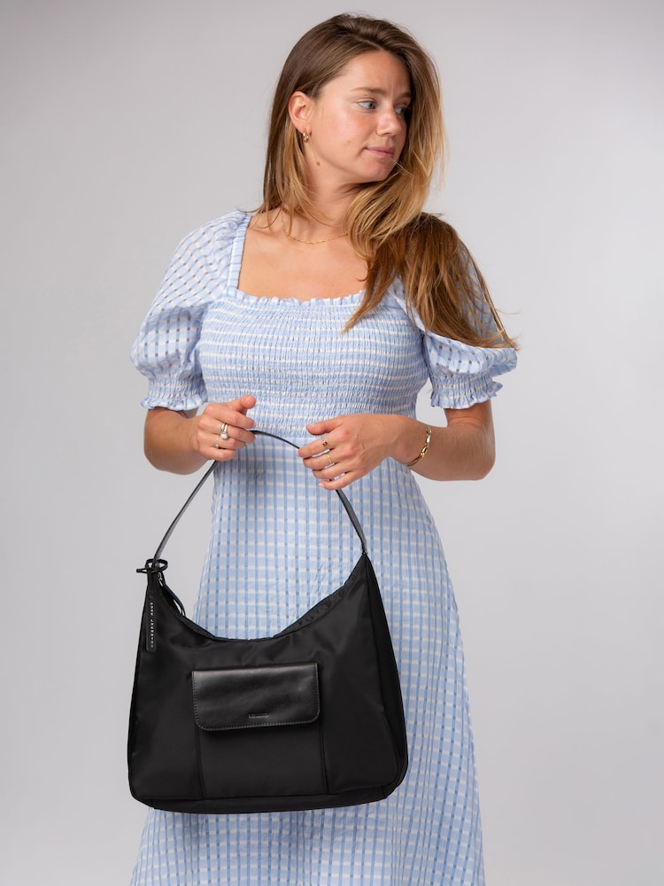 Pure Luxuries London Black 'Mireille' Canvas & Leather Shoulder Bag - Image 2 of 7 Pure Luxuries London Black 'Mireille' Canvas & Leather Shoulder Bag - Image 2 of 7