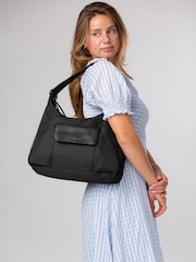 Pure Luxuries London Black 'Mireille' Canvas & Leather Shoulder Bag - Image 3 of 7