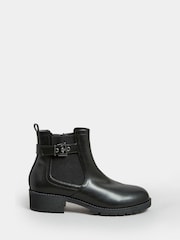 Yours Curve Black Extra Wide Fit Faux Leather Buckle Ankle Boots - Image 2 of 5