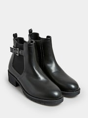 Yours Curve Black Extra Wide Fit Faux Leather Buckle Ankle Boots - Image 4 of 5