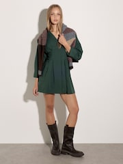 Apricot Green Smocked Shirt Mini Dress - Image 3 of 4